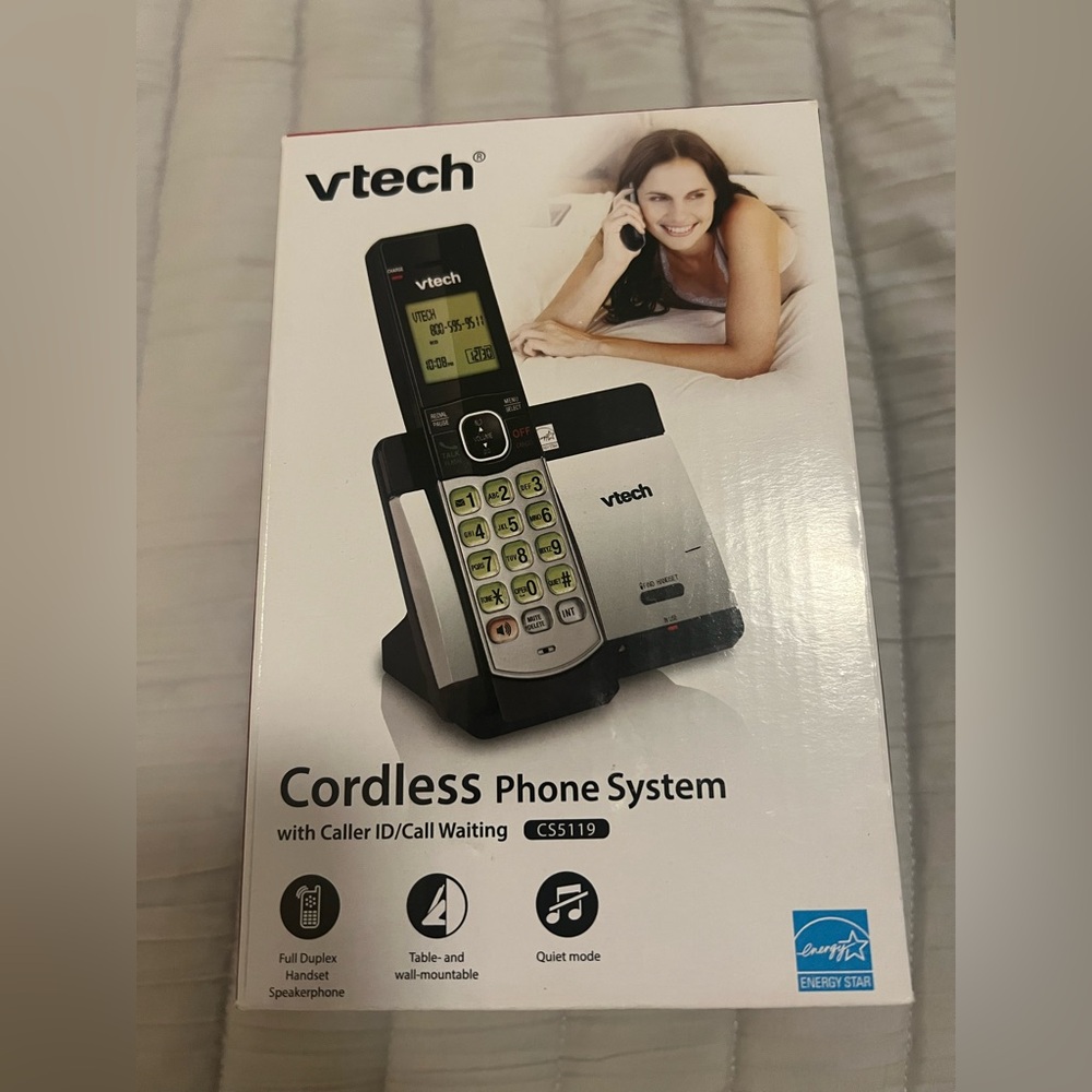 Vtech Cordless Phone System with Caller ID - Black and Silver CS5119
